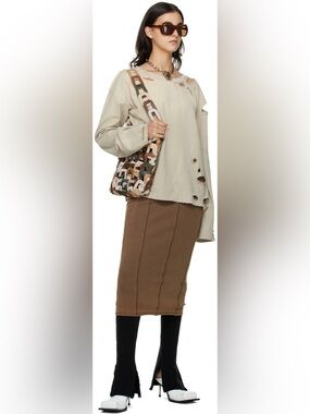 Acne Etty Ribbed Viscose Maxi Skirt with Panel Seams